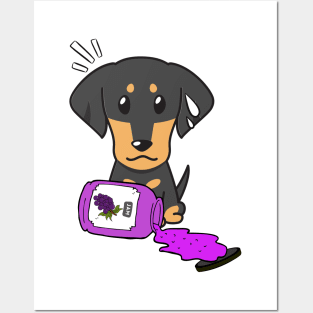 Naughty Dachshund Spills a jar of grape jam! Posters and Art